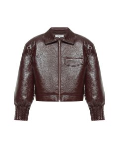 Бомбер укорочений з фактурної екошкіри