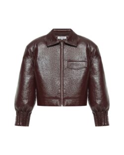 Бомбер укорочений з фактурної екошкіри